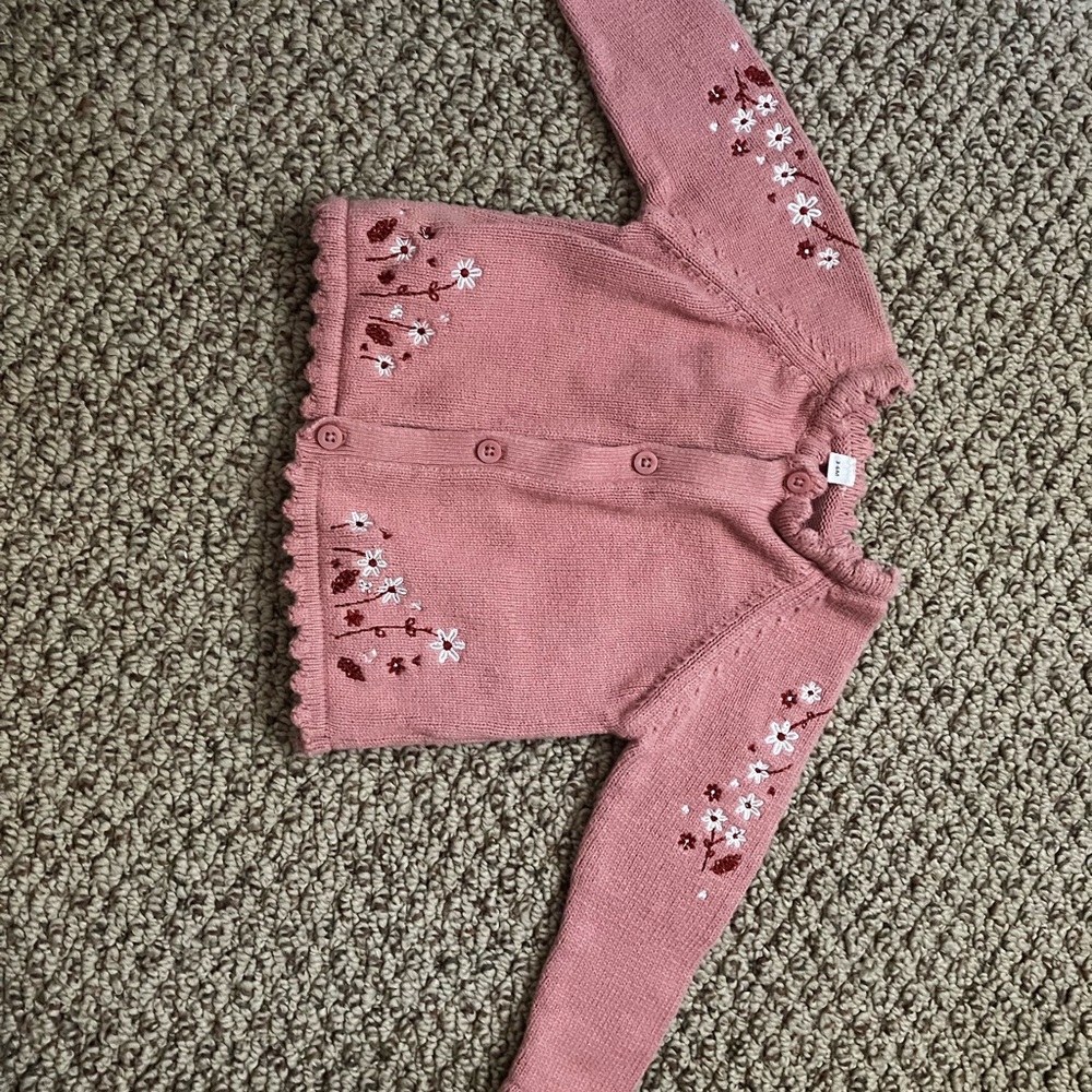 Pink Floral Knit Cardigan